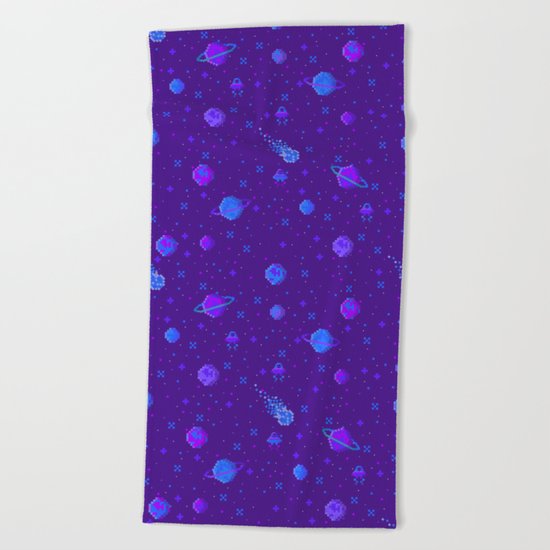 Pixelated Space Beach Towel