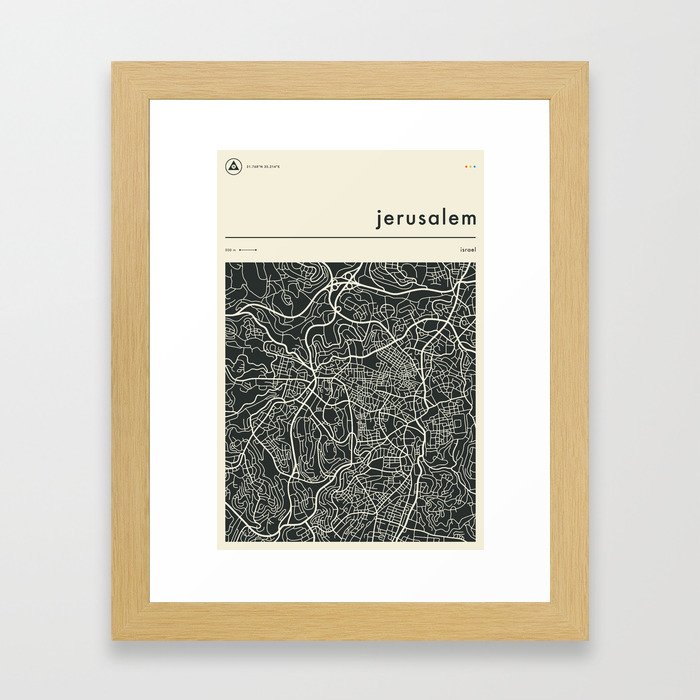 Jerusalem Map Framed Art Print