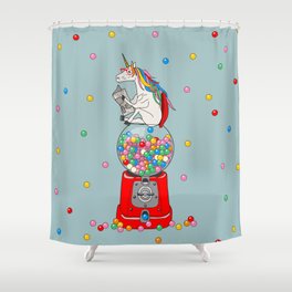 Unicorn Gumball Poop Shower Curtain