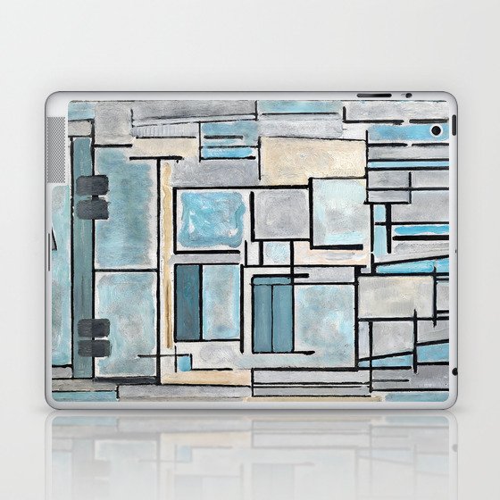 Piet Mondrian (Dutch, 1872-1944) - Composition No. VI Compositie 9 BLUE FAÇADE - 1914 - De Stijl (Neoplasticism), Cubism - Abstract - Oil on canvas - Digitally Enhanced Version - Laptop & iPad Skin