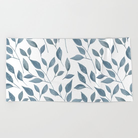 Watercolor leaves pattern Beach Towel