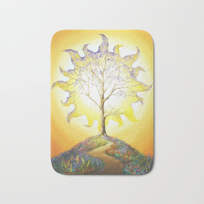 The Tree of Life and Light magical realism landscape painting by Felipe Juan Artista Bath Mat