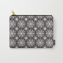 Modern Charcoal Gray Snowflake Print Carry-All Pouch