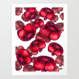 Red Flower Mushroom Art Print
