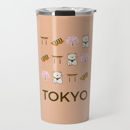 Tokyo Retro Art Vacations Pink Boho Decor Modern Decor Illustration Travel Mug