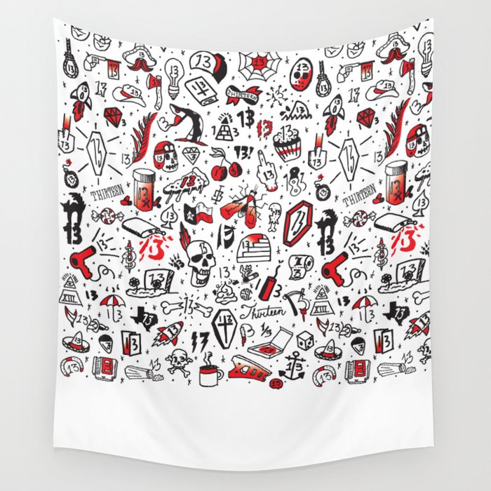 Friday the 13th Tattoo Flash Wall Tapestry