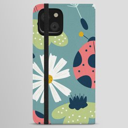 Spring seamless pattern with ladybug and flower iPhone Wallet Case