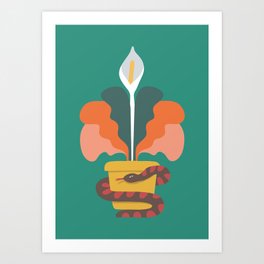 Calla lily with a snake Art Print