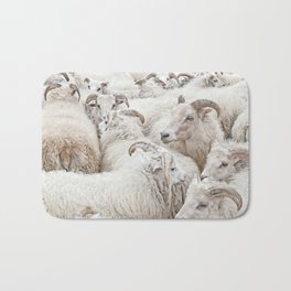 Stick Together Bath Mat | Color, Sheep, Norht, Wool, Iceland, Cute, Rettir, Photo, Nature, Horns 