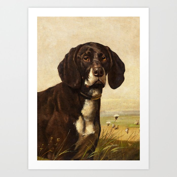 Chocolate Labrador Vintage Dog Portrait Art Print