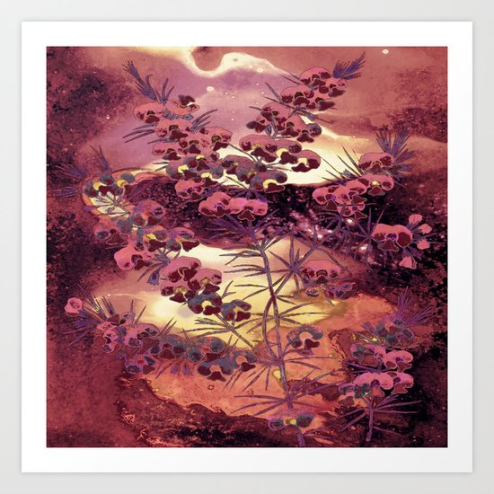 pink Christmas landscape Art Print