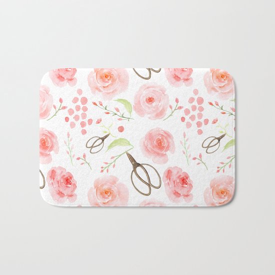 Summer Flowers Flower Floral Pink Vintage Roses #Society6 Bath Mat
