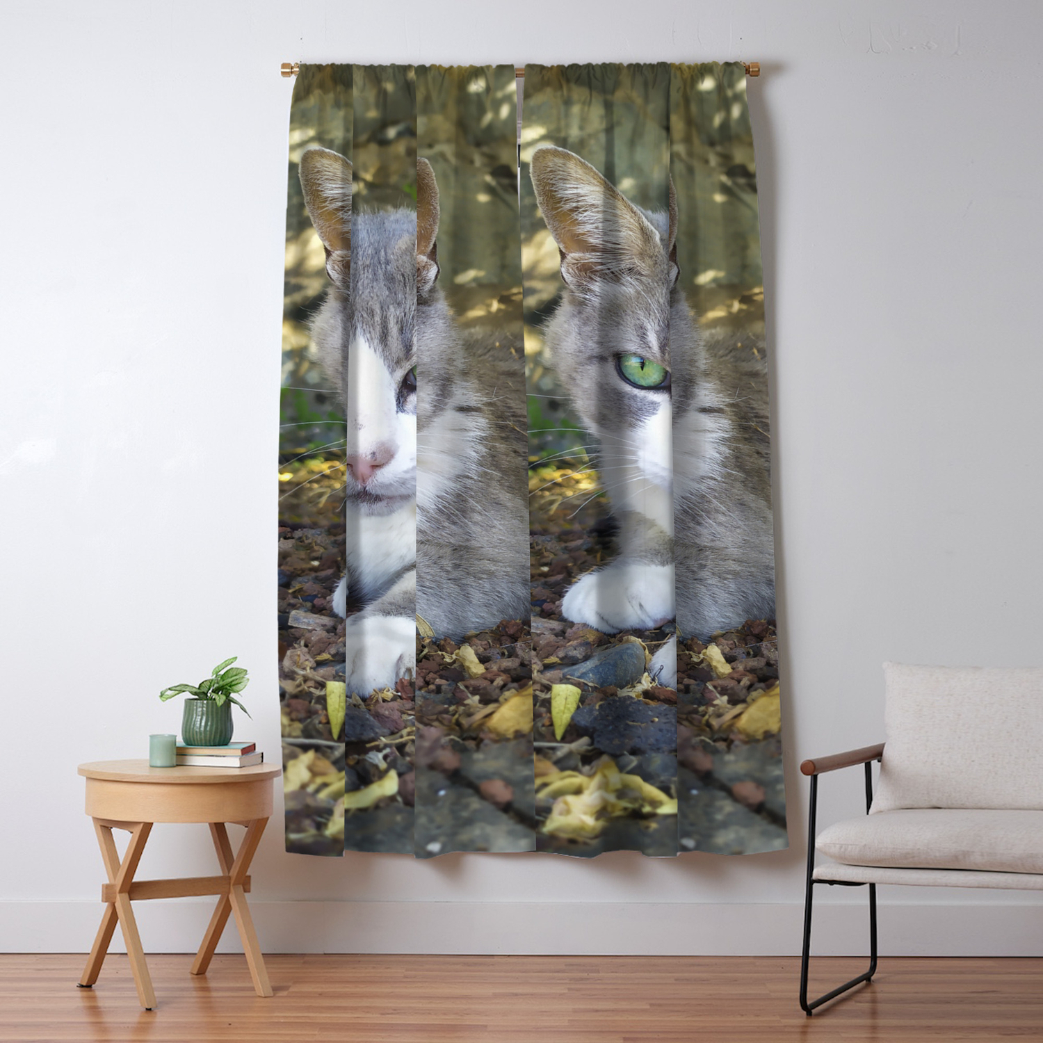 Grey Cat With Green Eyes Blackout Curtain By Cesartorres Society6