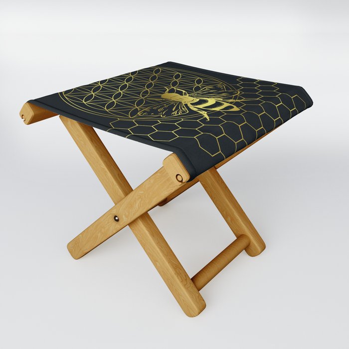 Honey Bee Flower of Life Folding Stool