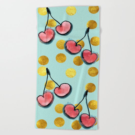 Cherry blue Beach Towel