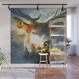 Deer Head Oil Painting, Deer Wall Art, Vintage Canvas Modern & Contemporary Artwork  Wall Mural