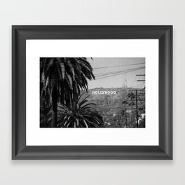 Hollywood Sign - Black and White Framed Art Print