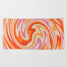 70s Retro Swirl Color Abstract Beach Towel