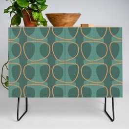 Teal and Orange Mid Century Modern Abstract Ovals Credenza