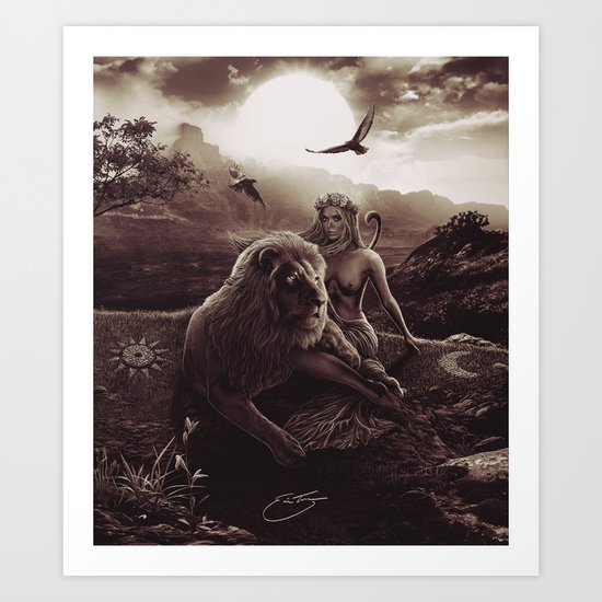 VIII. Strength Tarot Card Illustration (Warmth) Art Print