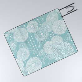 Asters rain in mint green color Picnic Blanket