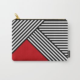 Black and white stripes with red triangle Carry-All Pouch