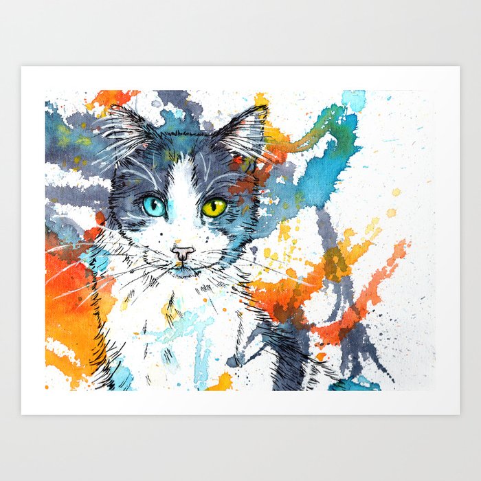 In your Eyes - Colorful cat portrait Art Print