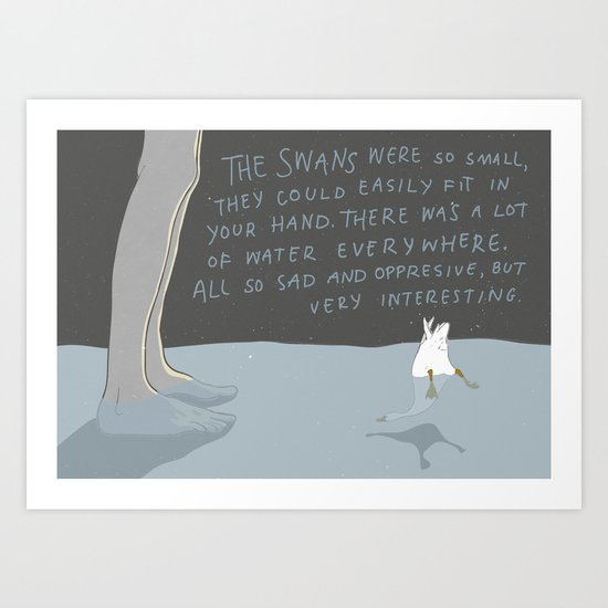SMALL SWAN (with text) Art Print