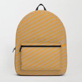[ Thumbnail: Orange & Tan Colored Striped/Lined Pattern Backpack ]