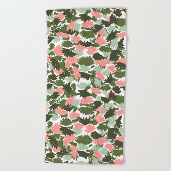 Flowers pastel pink painting watercolor abstract minimal gender neutral florals nursery baby kids Beach Towel