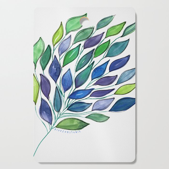 Vibrant Leaves - Blue Green Violet Cutting Board