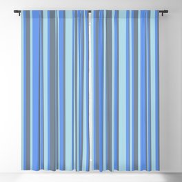 [ Thumbnail: Cornflower Blue, Light Blue, and Slate Gray Colored Striped Pattern Blackout Curtain ]