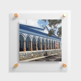 Mexico Photography - Blue Beautiful Palace By The Street Floating Acrylic Print