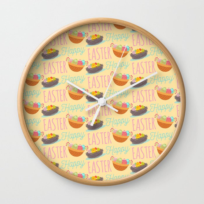 Colorful Pastel Easter Egg Pattern Wall Clock