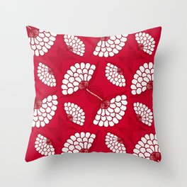 African Floral Motif on Red Throw Pillow
