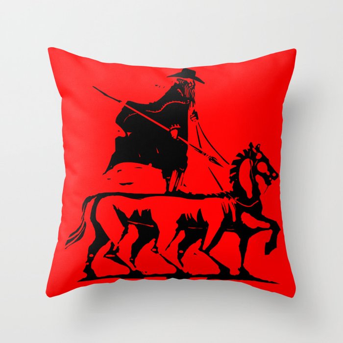 Odin with Gungnir and Sleipnir Throw Pillow