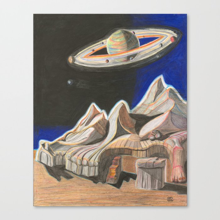 A Crash Of Rhinos Mural Visionary Mountains 2 Of 6 Canvas Print