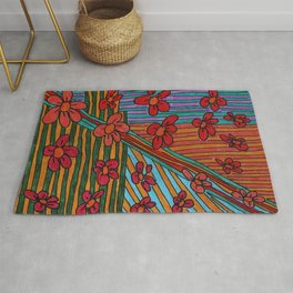 Abstract Flowers in Colour Area & Throw Rug