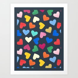 Colorful Hearts Pattern Art Print