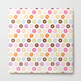 Happy Cute Donuts Pattern Metal Print