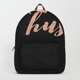 Hustle Rose Gold Pink on Black Backpack