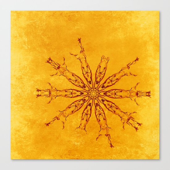Smoke flowers on textured yellow Canvas Print