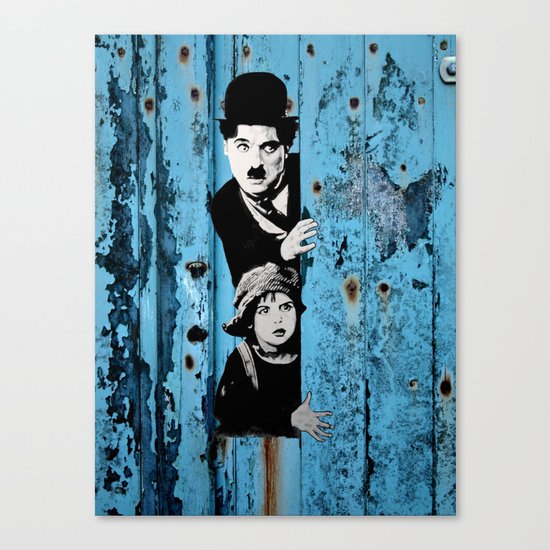 Chaplin and the kid - Urban ART Canvas Print