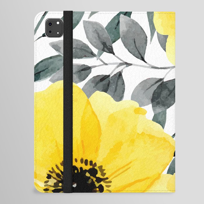 Big yellow watercolor flowers iPad Folio Case