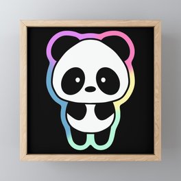 Cute Giant Panda with Rainbow Outline Framed Mini Art Print