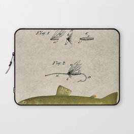 Vintage Brown Trout Fly Fishing Lure Patent Game Fish Identification Chart Laptop Sleeve