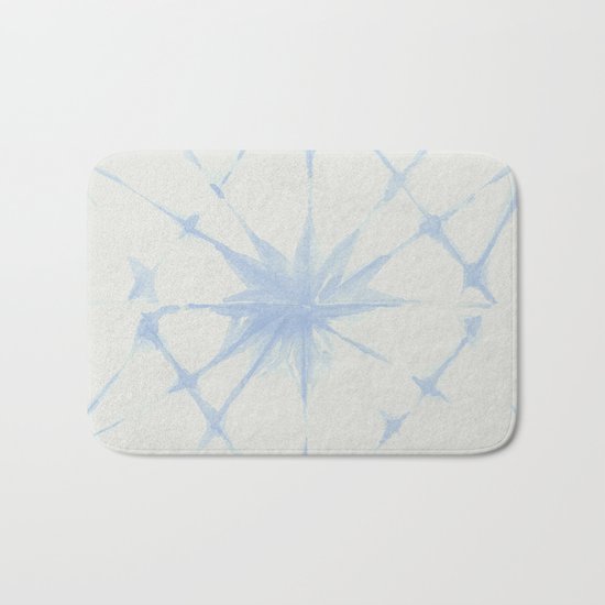 Shibori Starburst Sky Blue on Lunar Gray Bath Mat