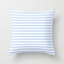 Mattress Ticking Wide Striped Pattern in Pale Blue and White Throw Pillow