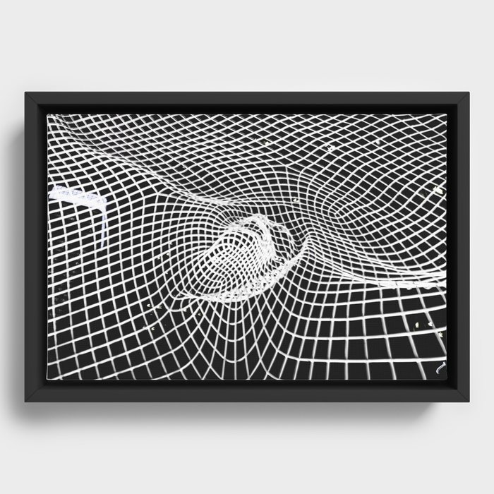 White and Black Abstract Geometric Pattern Framed Canvas