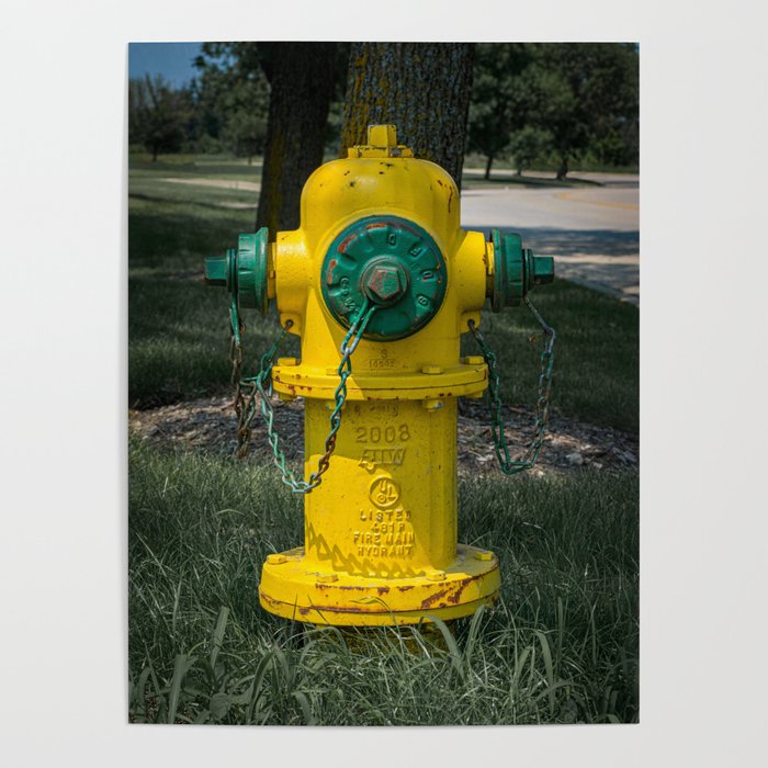 East Jordan Iron Works Yellow and Green Fire Hydrant Poster by Enzwell Artworks Society6